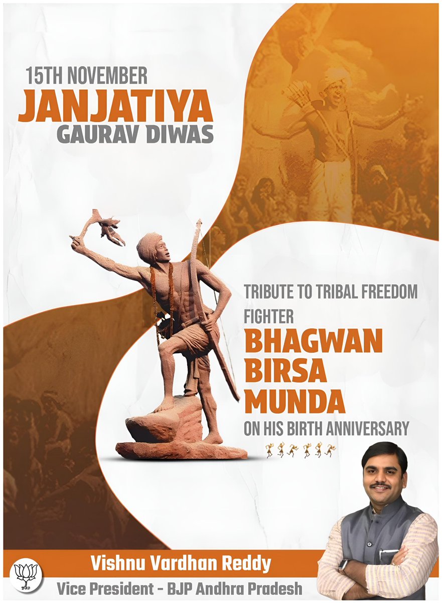 VishnuReddyFans's tweet photo. Epitome of Tribal Legacy-
Honoring the legacy of tribal leader Bhagwan Birsa Munda Ji on #JanjatiyaGauravDiwas, as we celebrate his 150th birth anniversary. https://t.co/xwt2U7OmNW