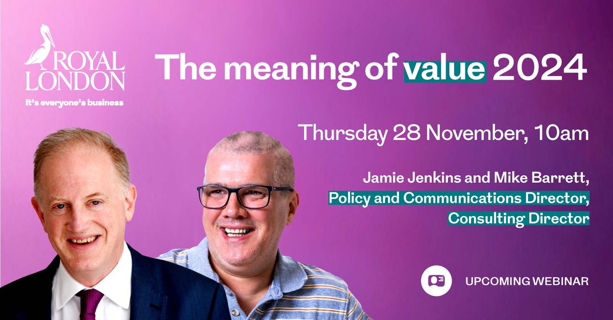 Join us for our next webinar on Thursday 28 November at 10am, as Jamie Jenkins and Mike Barrett cover the findings of the latest meaning of value report.
Register now: ow.ly/7A7e50U6Rmp