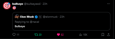 igndex's tweet photo. Bullseye is easily one of the most undervalued coins on CT, lets recap. 🎯

We continue to see @elonmusk and @pmarca tweet the 🎯 emoji on the daily, this isn't random. 

They wouldn't use the emoji if it didn't have some sort of futher meaning. 

@gate_io has also picked up a large % of supply, really bullish as they did so on the first day also.

We see large CT influencers and solana personal such as @toly use the emoji also with no context.

🎯Means SOMETHING

Aim Higher 🎯
