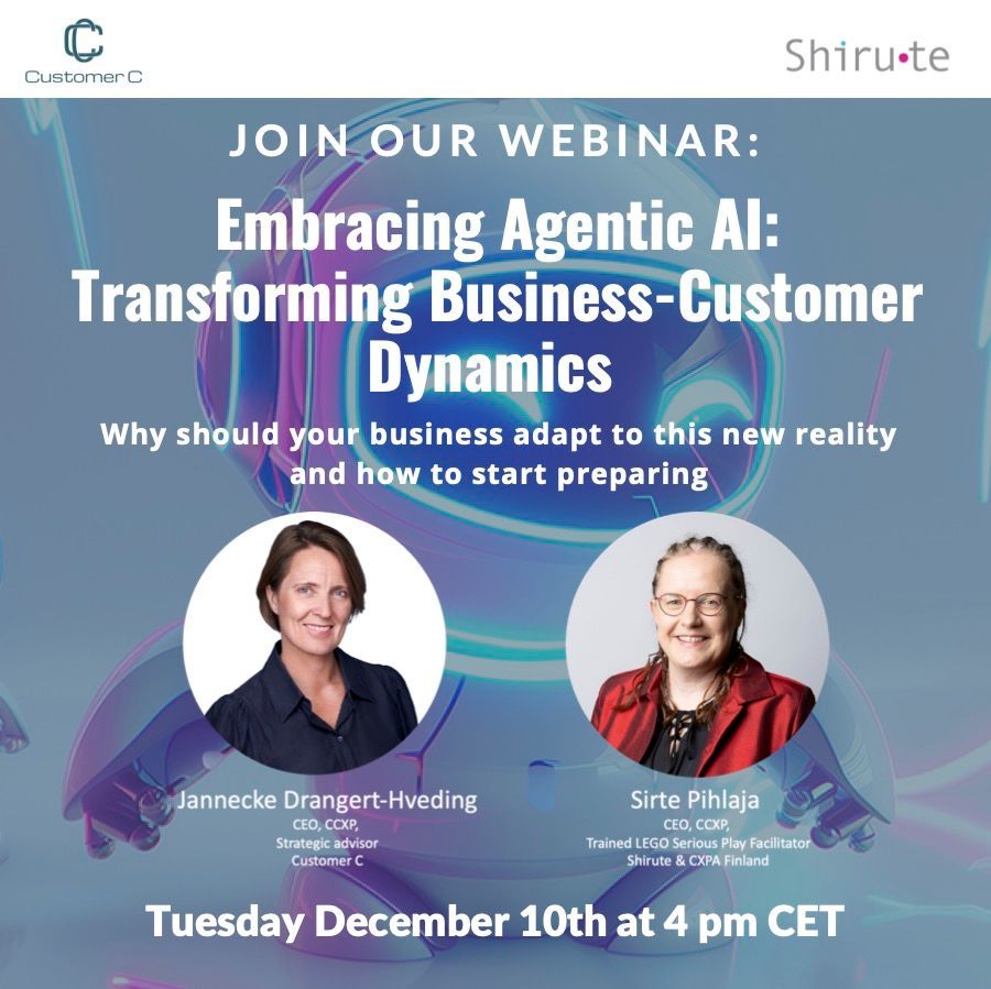 sirteace's tweet photo. 🤖 #Webinaari Agentic #AI – miten #koneasiakkaat muuttavat #liiketoiminta &amp; #asiakaskokemus? Aiheesta keskustelevat #Shirute Sirte Pihlaja &amp; #CustomerC Jannecke Drangert-Hveding 10.12. klo 17.
Osallistu: https://t.co/EZrjxEFLlf
#CustomerExperience #CX #Asiakaskokemus #CXPAFinland https://t.co/NyzoI0BqGs