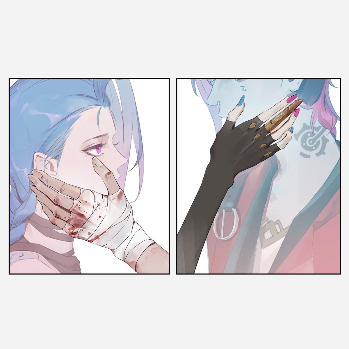 Mimimi47862702's tweet photo. red violet&amp;powder blue
#Arcane 
#jinx
#vi
#ArcaneSeason2 https://t.co/A2ZNeTLCGR