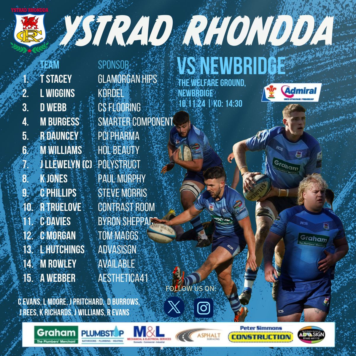 YSTRAD RHONDDA RFC (@ystradrfc) on Twitter photo πππΌπ πΌππππππΎπππππ
π 16/11/24.
π <a href="/newbridgerfc/">Newbridge Rugby</a>
π ADMIRAL PREMIERSHIP.
ποΈ WELFARE GROUND.
π NP11 5FR.
β° 2:30pm KICK OFF.
#COTY ππ©΅ πππΌπ πΌππππππΎπππππ
π 16/11/24.
π <a href="/newbridgerfc/">Newbridge Rugby</a>
π ADMIRAL PREMIERSHIP.
ποΈ WELFARE GROUND.
π NP11 5FR.
β° 2:30pm KICK OFF.
#COTY ππ©΅