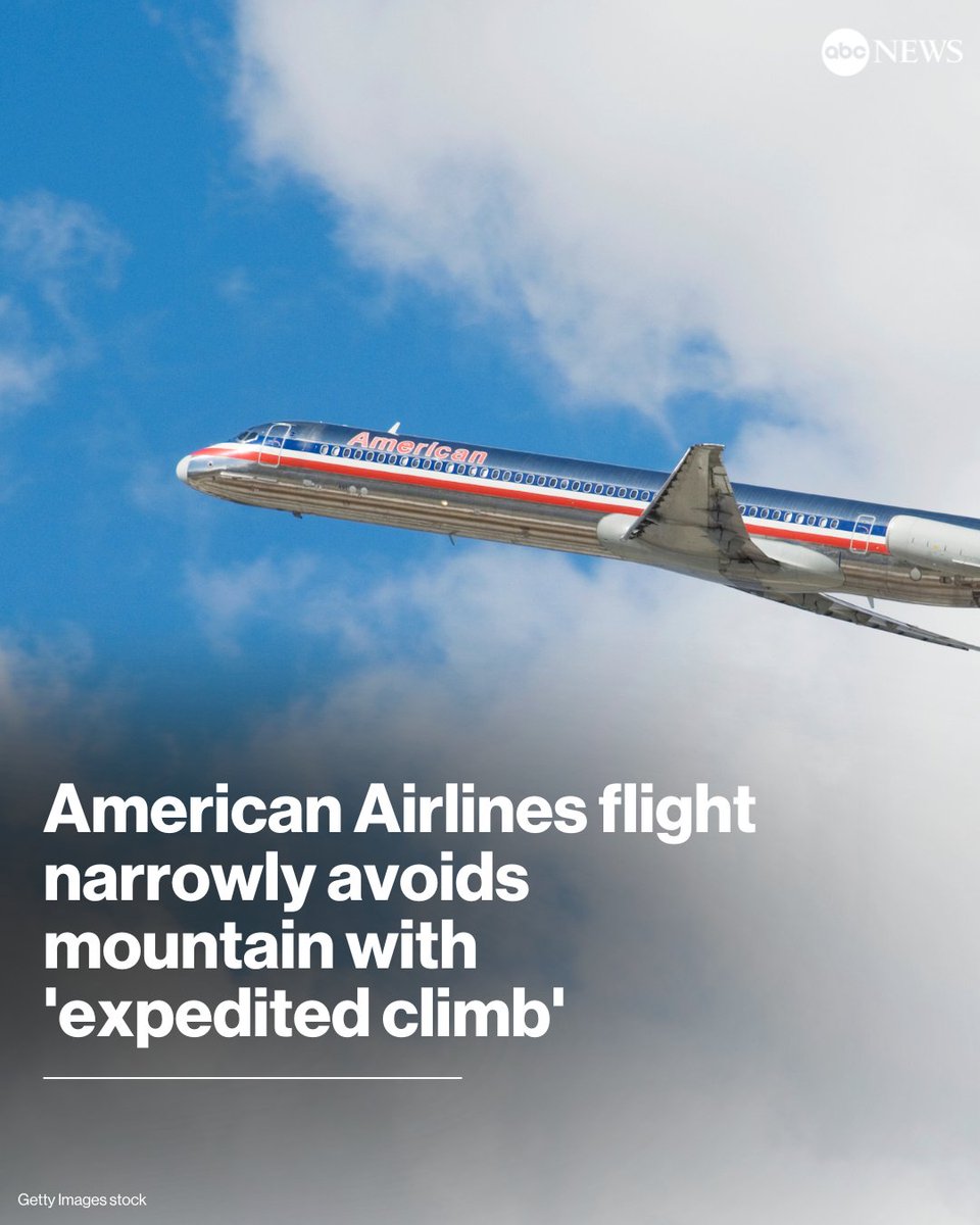ABC's tweet photo. An American Airlines flight had to “perform an expedited climb” in order to avoid a mountain during a routine departure out of Hawaii on Wednesday.
https://t.co/WQ9Af5nt2k https://t.co/0q8DUywHoq
