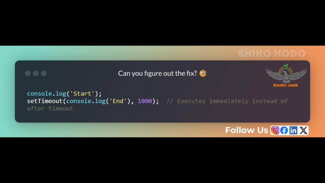 mahojase's tweet image. ⏱️ Why Isn’t My Timeout Working?
.
.
.
#javascriptchallenge #NodeJS #AsyncProgramming #codetroubleshooting #JavaScriptTips #AsyncAwait #CodeIssues #NodeJSTips #CodingHelp #Techdebugging