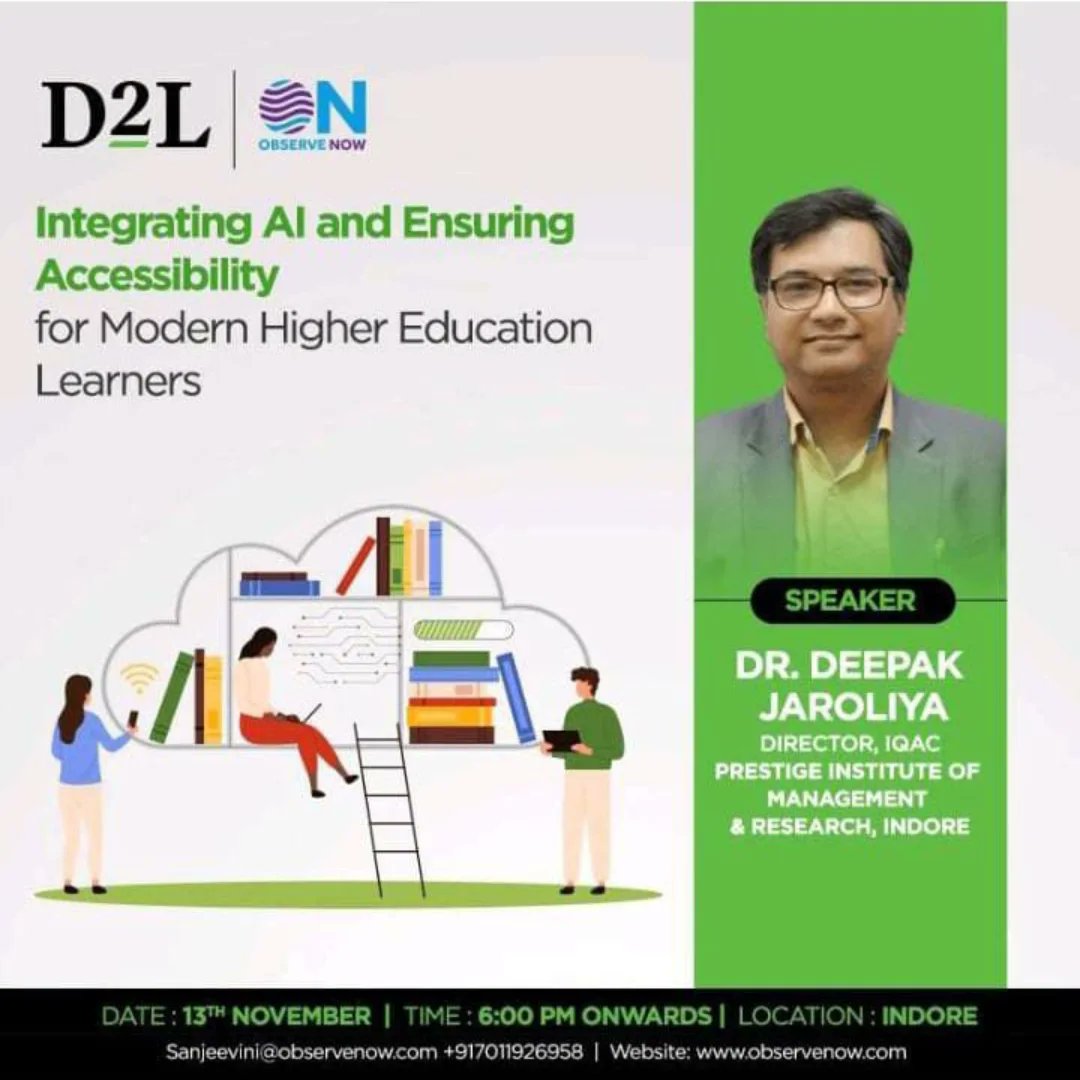 jaroliya_dr's tweet photo. Glad to interact at the Higher Education Leaders Roundtable at Marriott Hotel, Indore, organized by @D2L and @ObservenowMedia. The event had discussions on integrating AI in implementation of the Indian Knowledge System in line with NEP 2020.
@PIMR_Indore @davishjain @mamidala90 https://t.co/wu8xzUa0aK