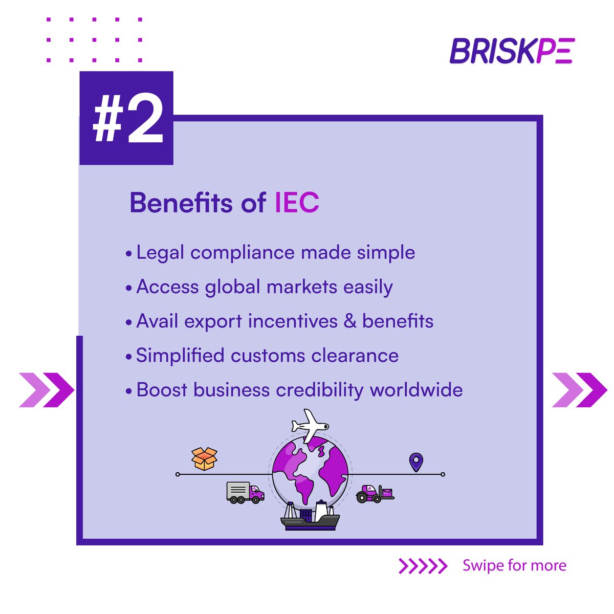 BriskPe's tweet image. Part 1-
IEC, or Import Export Code, is your key to trading internationally. It simplifies and ensures smooth customs processes. Learn the benefits and importance of IEC and how it can help expand your business across borders. 🌐
#importexportcode #export