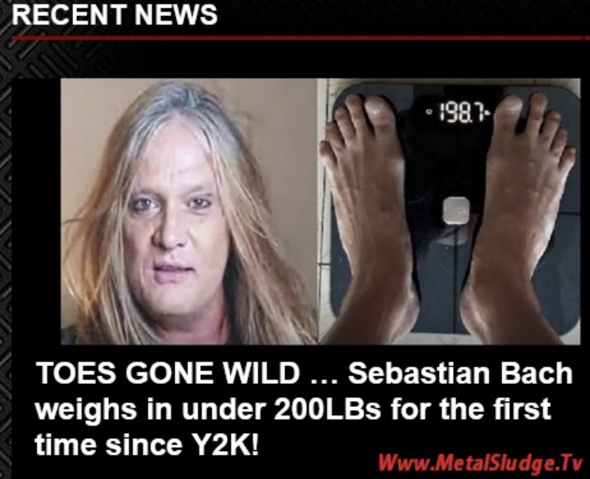 StevieTuff's tweet image. TOES GONE WILD … 
Sebastian Bach weighs in under 200LBs for the first time since Y2K! 
WARNING! 🤯
Do NOT look too close at this image! You have been warned! 
#sebastianbach #baz #bach #feet #crackkills #metalsludge
metalsludge.tv/toes-gone-wild…