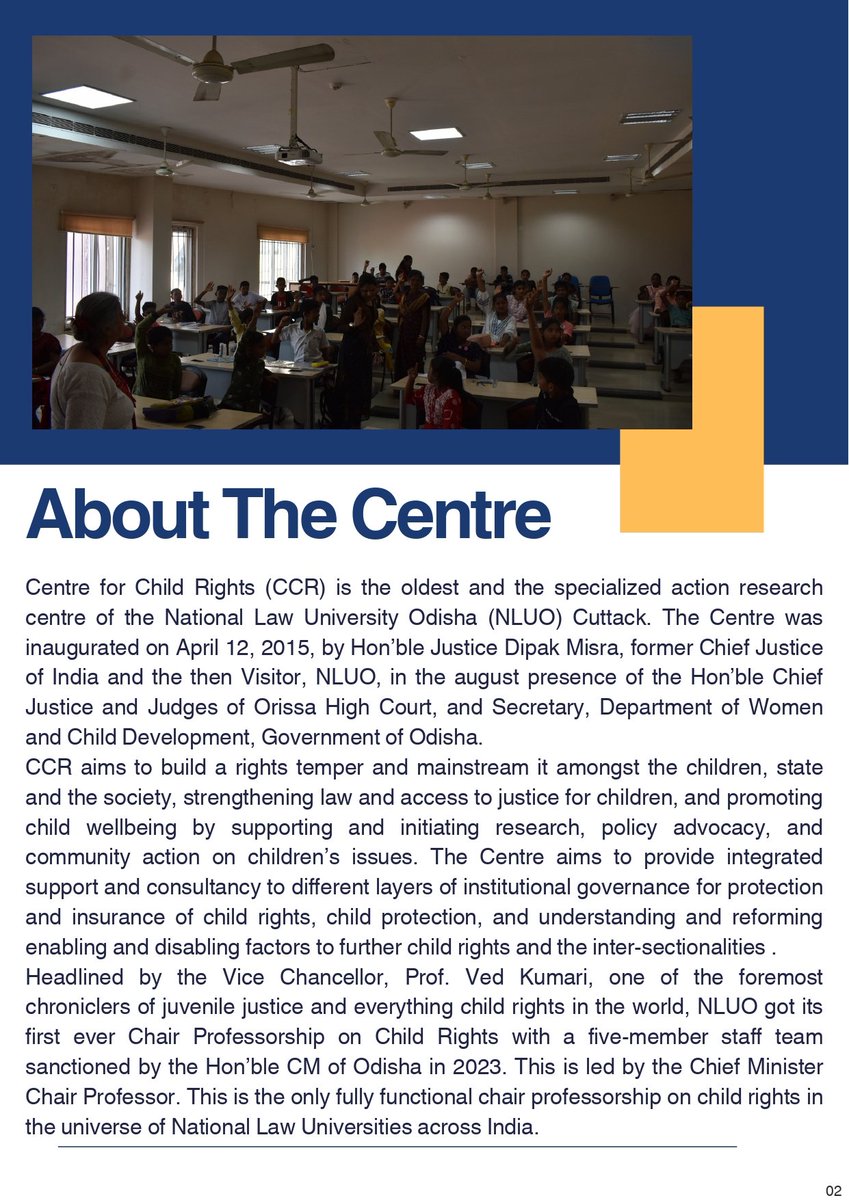 NLUO_Official's tweet photo. It gives us immense pleasure to announce that we are re-launching the flagship journal of Centre for Child Rights - National Law University, Odisha: Journal on the Rights of the Child and we have a star-studded editorial advisory board and editorial team. https://t.co/CXsJGQxphj