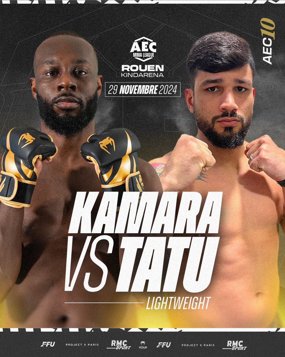 aec_mma's tweet photo. 🔥• NEW FIGHT #AEC10 ROUEN

Abou KAMARA (2-0) 🆚 Joâo TATU (1-2)

Le retour d’@abou2being dans la cage 🧨

[ 🎟️ LIENS VERS LA BILLETTERIE | https://t.co/UIGOW7RvMK ] https://t.co/SAaSOWHW1M