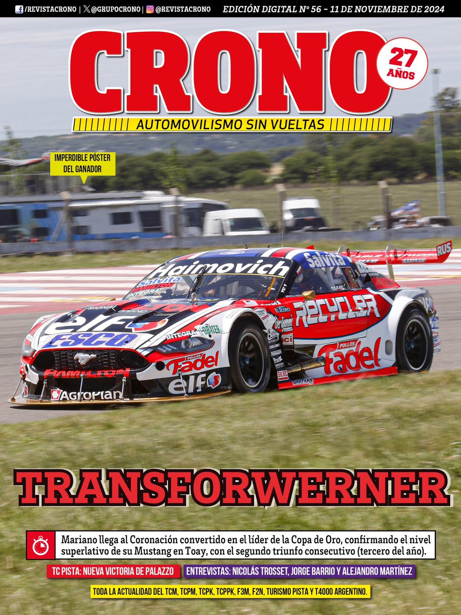 📸 #TCenToay • TRANSFORWERNER 👊🏼

🏁 <a href="/MWernerOK/">Mariano Werner</a> logró su 3º triunfo del año y ascendió a la cima de Copa de Oro con el #Mustang 🏆

⏩ Ya salió la nueva CRONO Digital con toda la cobertura de la 14º fecha del año para el #TurismoCarretera 🙌🏼

Leela acá ⏩ issuu.com/revistacronotc…