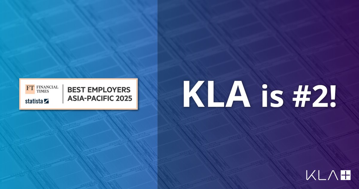 KLA (@klacorp) on Twitter photo We’re proud to be recognized by <a href="/FinancialTimes/">Financial Times</a> as one of the Best Employers Asia-Pacific 2025, ranked #2 among 500 companies! This achievement reflects our commitment to our values and the dedicated employees who help create a positive impact. bit.ly/3YT0bkf We’re proud to be recognized by <a href="/FinancialTimes/">Financial Times</a> as one of the Best Employers Asia-Pacific 2025, ranked #2 among 500 companies! This achievement reflects our commitment to our values and the dedicated employees who help create a positive impact. bit.ly/3YT0bkf