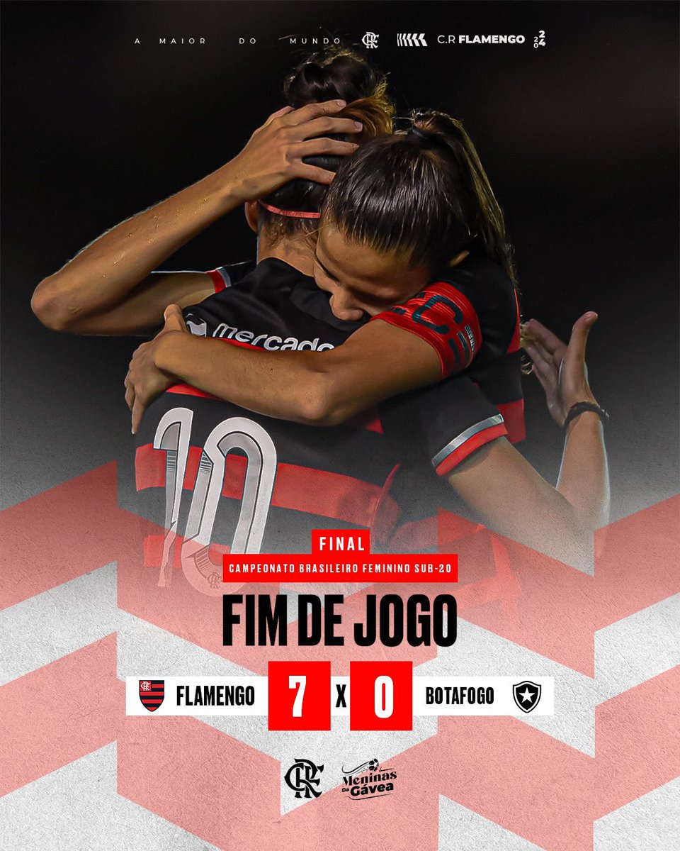 FIMMMMMMMMM DE JOGOOOOOOO! É CAMPEÃOOOOOOOOOOOOOOOOOOOOOOOOOOOOOOOOOOOOOOOOOOOOOOOOOOOO!

COM ATUAÇÃO ESPETACULAR, O MENGÃO GOLEIA O BOTAFOGO POR 7 A 0 E CONQUISTA O CAMPEONATO BRASILEIRO FEMININO SUB-20! SEM MAIS! 

TUA GLÓRIA É LUTAR! 

#MeninasDaGávea