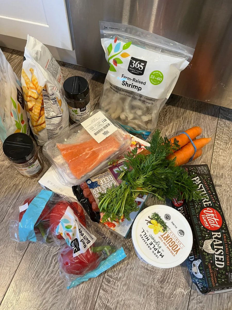 Buying food for home on the way home from work