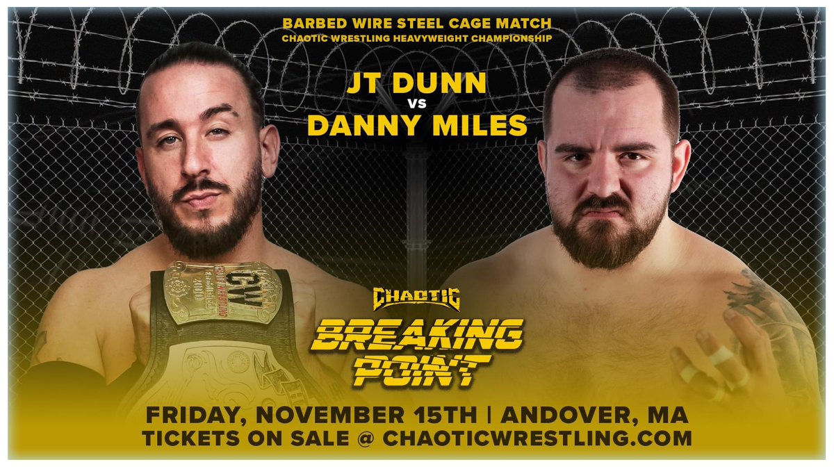 thejtdunn's tweet photo. Tomorrow night we enter hell, a Barbed Wire Steel Cage Match for the Chaotic Heavyweight Championship. This fighting between Danny and I needs to end. No matter what, this ends tomorrow night. 🙏🏼 https://t.co/pCnkS7eFis