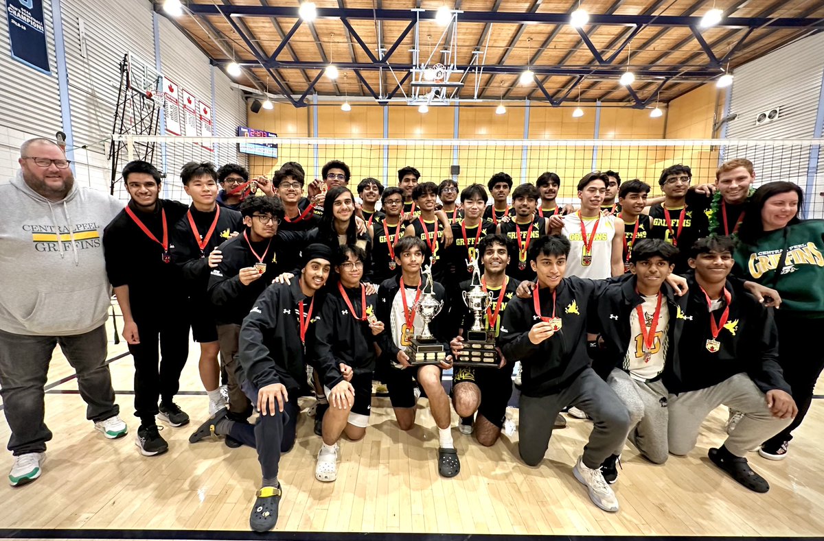 MrDLeca's tweet photo. Central Peel Junior and Senior Boys Volleyball Teams are the Tier 1, AAA ROPSSAA Champions!!! First Brampton school to achieve this feat in Peel history, and the Sr’s now advance to AAA OFSAA Kingston! @OFSAA @ROPSSAA @CPSSHPE @CentralPeel1 🏆 🏆 🥇 🥇 👑 https://t.co/ZBV5Wchznf