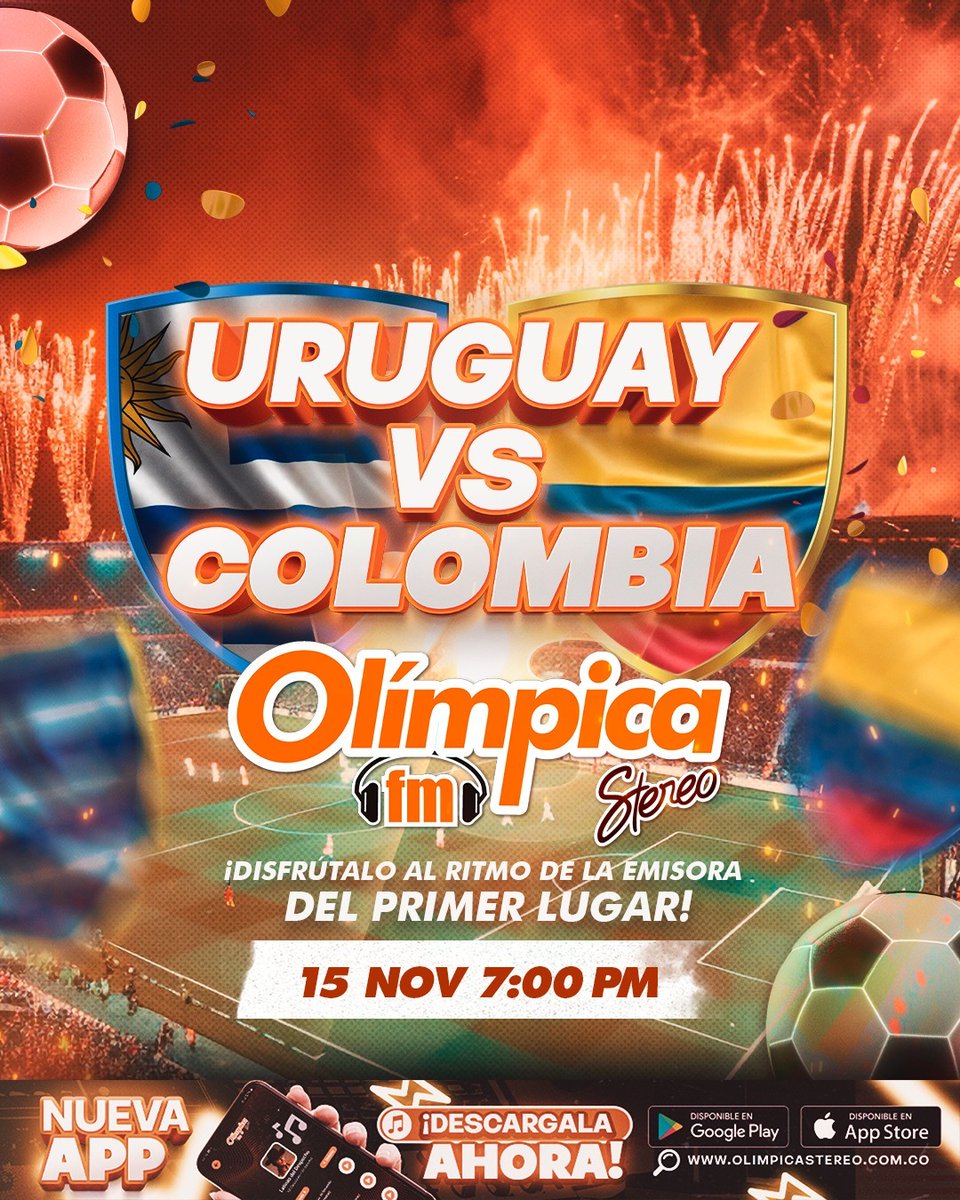 HOY 7:00 PM
📷 #Uruguay Vs. 📷 #Colombia
¿Cuál es tu marcador? 📷