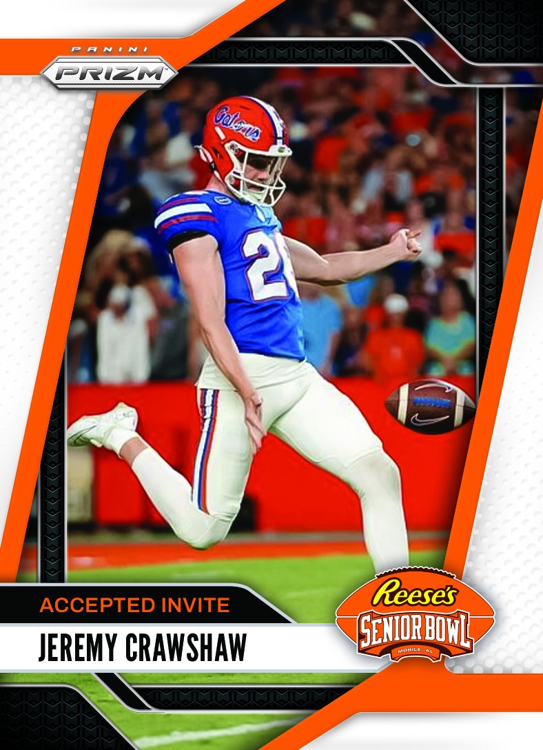 Reese's Senior Bowl (@seniorbowl) on Twitter photo It’s OFFICIAL! P Jeremy Crawshaw <a href="/jeremy_crawshaw/">Jeremy Crawshaw</a> from <a href="/GatorsFB/">Florida Gators Football</a> accepted his invite to the 2025 Senior Bowl!!! #GoGators #BestOfTheBest #TheDraftStartsInMOBILE™️
@JimNagy_SB <a href="/PaniniAmerica/">Panini America</a> #RatedRookie It’s OFFICIAL! P Jeremy Crawshaw <a href="/jeremy_crawshaw/">Jeremy Crawshaw</a> from <a href="/GatorsFB/">Florida Gators Football</a> accepted his invite to the 2025 Senior Bowl!!! #GoGators #BestOfTheBest #TheDraftStartsInMOBILE™️
@JimNagy_SB <a href="/PaniniAmerica/">Panini America</a> #RatedRookie