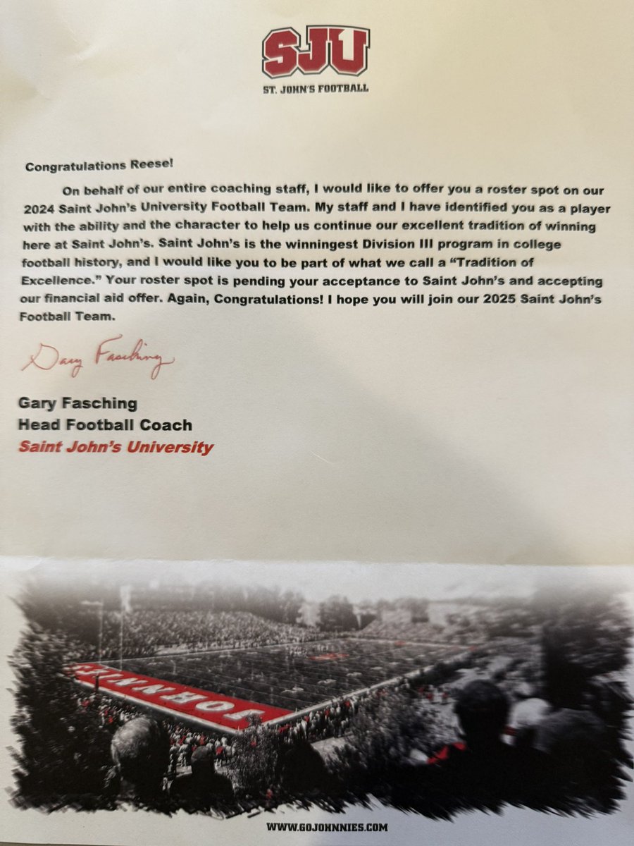 Reese Skelton (@reese_skelton66) on Twitter photo I am thankful to receive a letter from <a href="/SJUGaryFasching/">Gary Fasching</a> and staff with an offer for a roster spot to play for <a href="/SJUFootball/">Johnnie Football</a> <a href="/SJUFBCoachDumo/">Damien Dumonceaux</a> I am thankful to receive a letter from <a href="/SJUGaryFasching/">Gary Fasching</a> and staff with an offer for a roster spot to play for <a href="/SJUFootball/">Johnnie Football</a> <a href="/SJUFBCoachDumo/">Damien Dumonceaux</a>