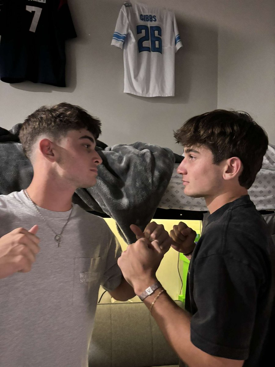 Most view this series as just two tribes going to war for 3 games, but not <a href="/AidenSchmidt3/">Aiden Schmidt</a> and <a href="/CooperSchmidt4/">Cooper Schmidt</a> a seat at the table for Thanksgiving is at stake. The fight between Blue and Gold is getting good and the games ain’t even start yet #🐻>🦈