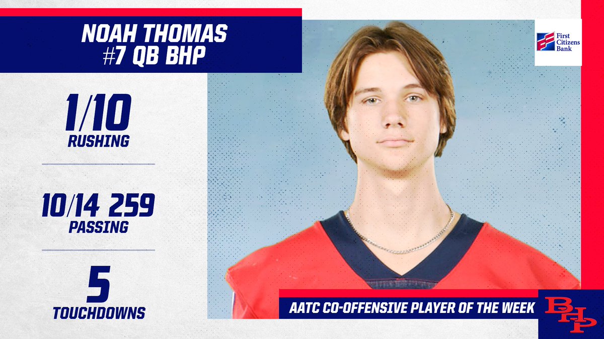 Congratulations to this week's Co-Offensive Player of the Week from BHP, Noah Thomas!