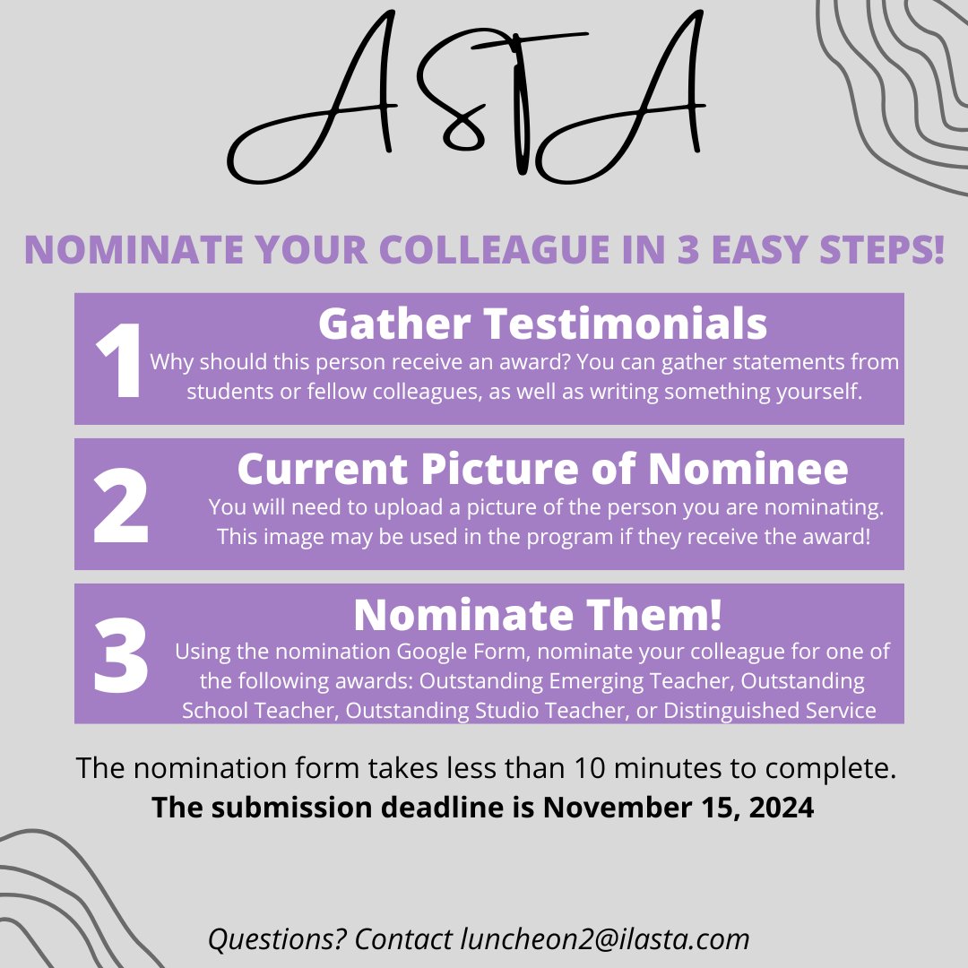 Nominate your colleagues for an ILASTA Award! To submit a nomination, please use this link: forms.gle/cQubdXDPotwAnm….