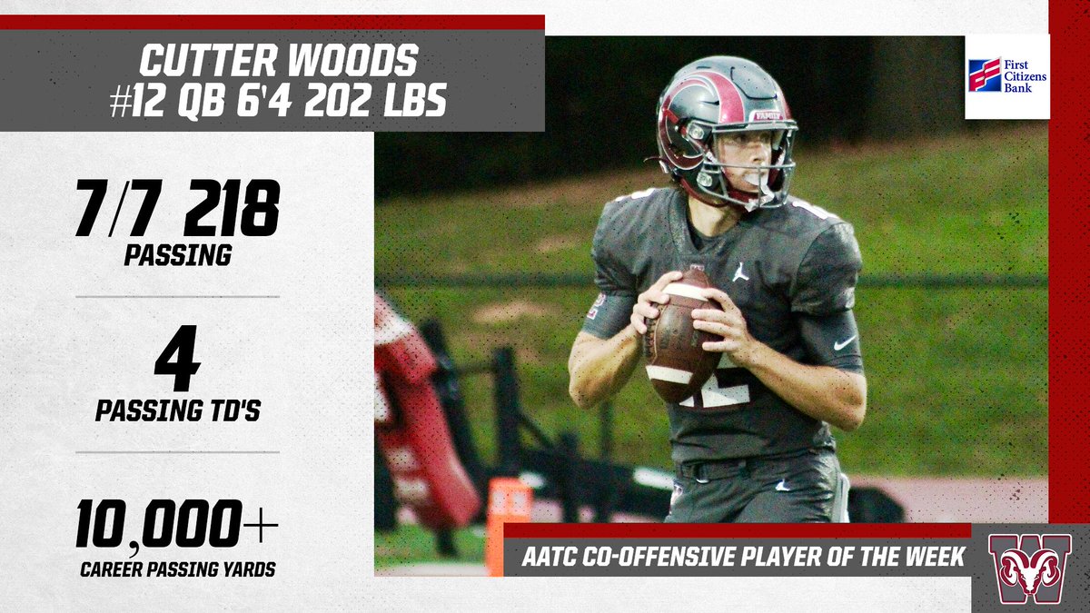 Congratulations to this week's Co-Offensive Player of the Week from Westside, Cutter Woods!