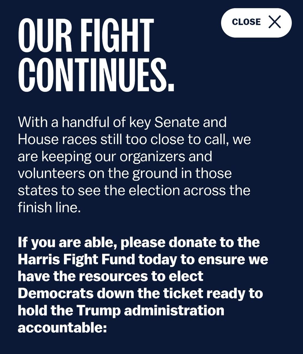 anthonyzenkus's tweet photo. The Harris Campaign is $20 million in debt and they are sending texts and emails to working Americans asking them to donate even more - now to the "Harris Fight Fund".

Barack Obama is worth $70 million. Maybe hit him up. https://t.co/He2JRc2zzN