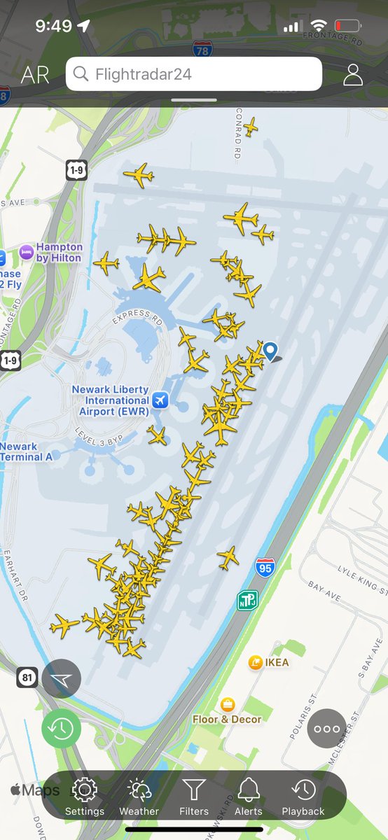 unfinishedron's tweet photo. What is going on at @EWRairport that lines to take off looks to be multiple hours. Good luck to everyone onboard! https://t.co/ECOv7Vh2Am