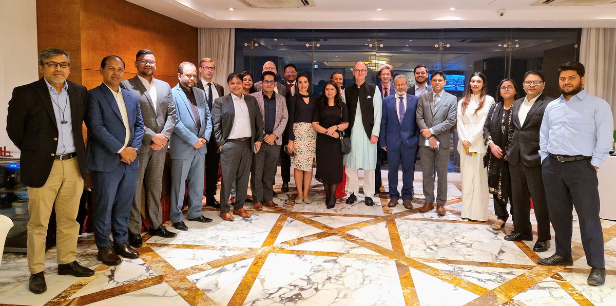 GerAmbBD's tweet photo. Great evening with the #DEG team and their customers yesterday. #DEG is a 🇩🇪 development bank that finances, advises + supports private sector enterprises like @WaltonHIL, #bracbank and @dbl_group. In #Bangladesh, the current volume of credits amounts to over 240 million $. https://t.co/bGWDKXU5fD