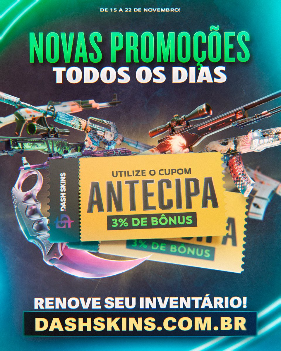 dashskinsbrasil's tweet photo. Estava ansioso para garantir suas skins? A #DashWeek chegou! 💥📢

UMA SEMANA INTEIRA DE PROMOÇÕES DIÁRIAS! 🚀📆

Acesse nosso site e clique no banner, para conferir skins com ofertas exclusivas! 

https://t.co/AmRpoM0pU5 https://t.co/6ekleWYGlB