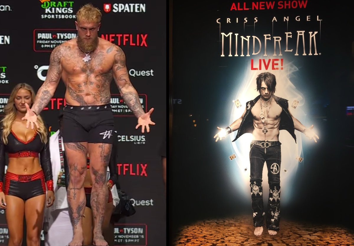 Cliffpupp's tweet photo. I knew @jakepaul reminded me of something #HeIsTheMindFreak @CrissAngel #jakepaulvsmiketyson https://t.co/2MX3CAD7Oc