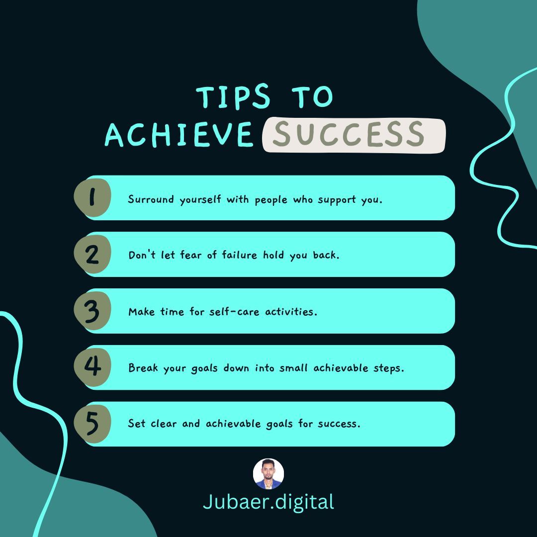 aljubaer69's tweet photo. Ready to succeed? Here are 5 tips to keep you moving toward your goals! 💥 

#Success #GoalSetting #jubaerdigital #digitaljubaer #digital #marketerjubaer #digitalmarketing https://t.co/CcMkualPZn