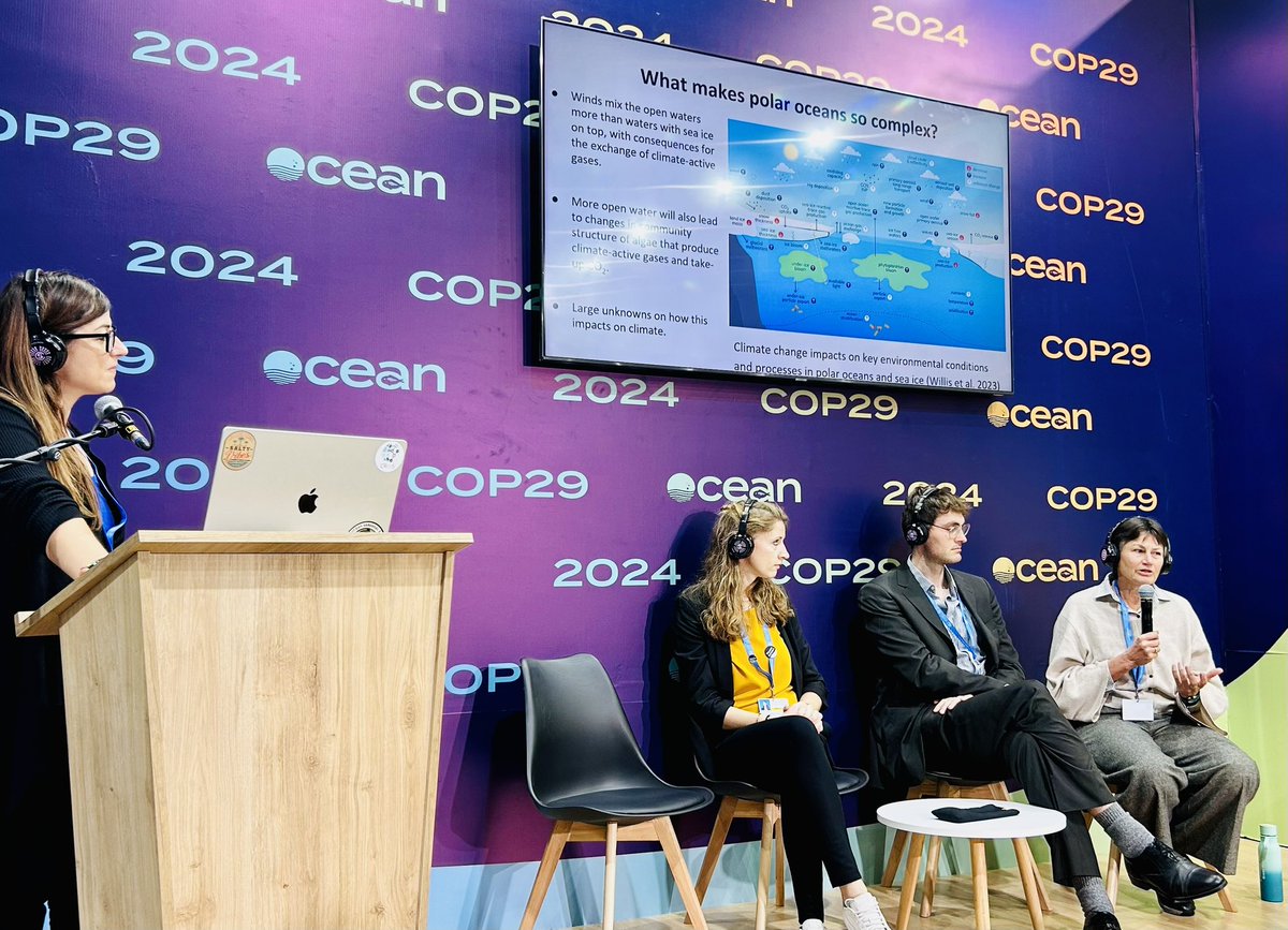 What a pleasure to moderate and facilitate such a lively discussion with <a href="/arndt_st/">Stefanie Arndt</a> @RobbieMallett &amp; <a href="/j_stefels/">Jacqueline Stefels</a> on the impact of sea-ice changes on #climate #ecosystems #people.

🙏Thanks to the #OceanPavilion by <a href="/WHOI/">Woods Hole Oceanographic Institution (WHOI)</a> &amp; <a href="/Scripps_Ocean/">Scripps Institution of Oceanography</a> of #COP29 for having us

<a href="/CliC_WCRP/">Climate & Cryosphere</a> <a href="/SYKEint/">Finnish Environment Institute (Syke)</a>