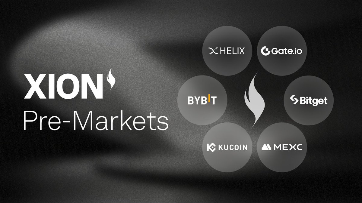 $XION is now available for Pre-Market trading on <a href="/Bybit_Official/">Bybit</a>, @BitgetGlobal, <a href="/Gate_io/">Gate</a>, @KucoinCom, <a href="/HelixApp_/">Helix 🧬</a>, <a href="/MEXC_Official/">MEXC</a>, and others.

You know what’s next.

Believe in something.