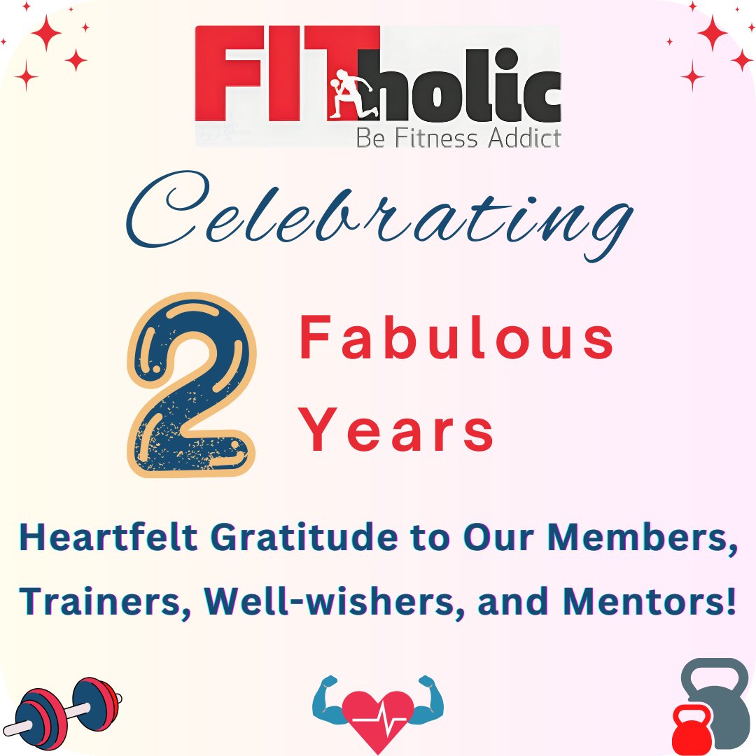 😇 Today - 15th Nov - We're celebrating 2 FABULOUS YEARS of running FITholic Personal Fitness Studio!

🙏 THANK YOU - Members, Trainers, Well-Wishers, and Mentors! Proud to be your all-round partner in a Complete Health-and-Fitness Transformation!

😎 FITholic is a UNIQUE place