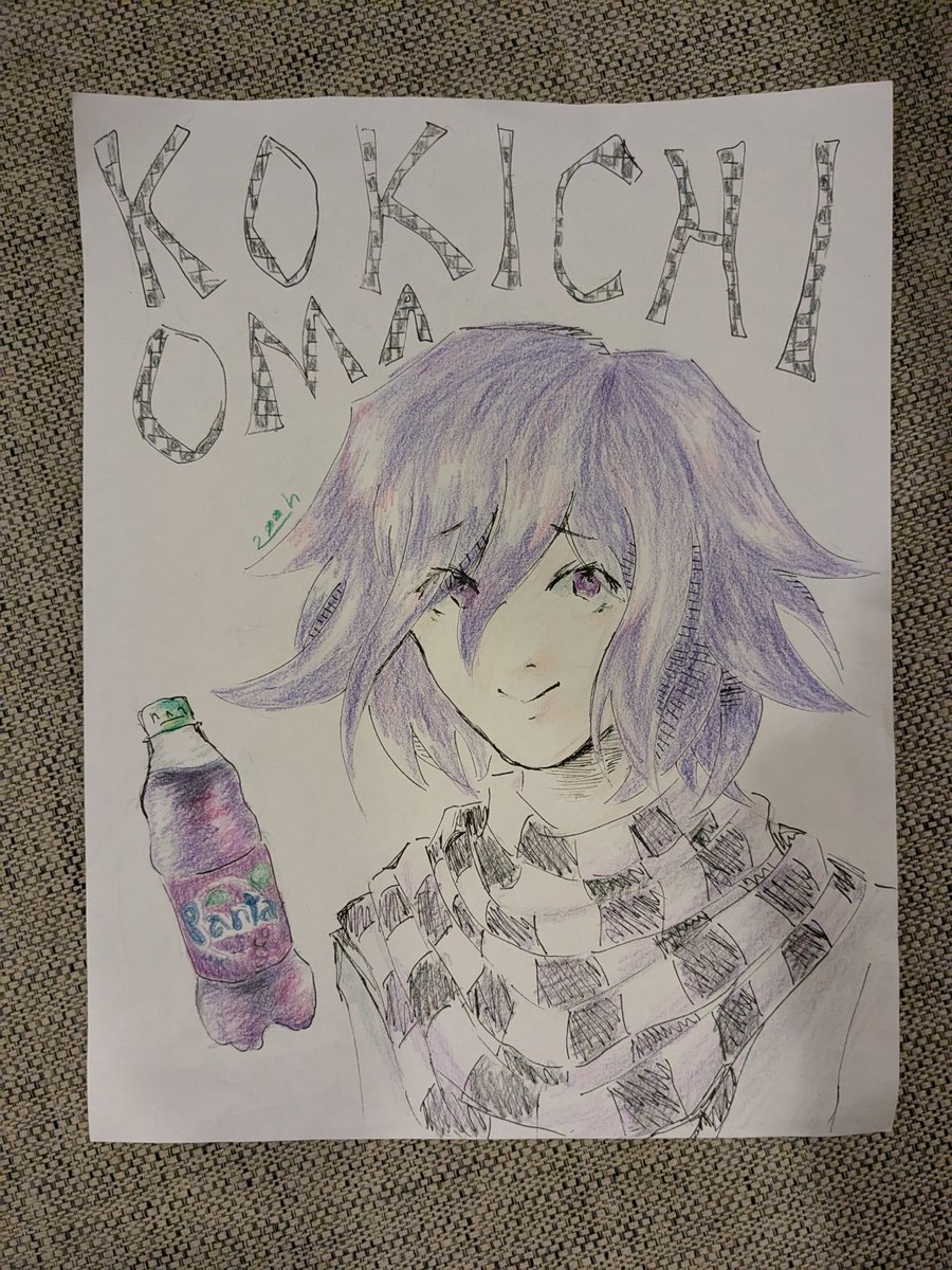 _2O0h's tweet photo. not into danganronpa but i drew kokichi for my best friends birthday https://t.co/uzp3ZYsKId