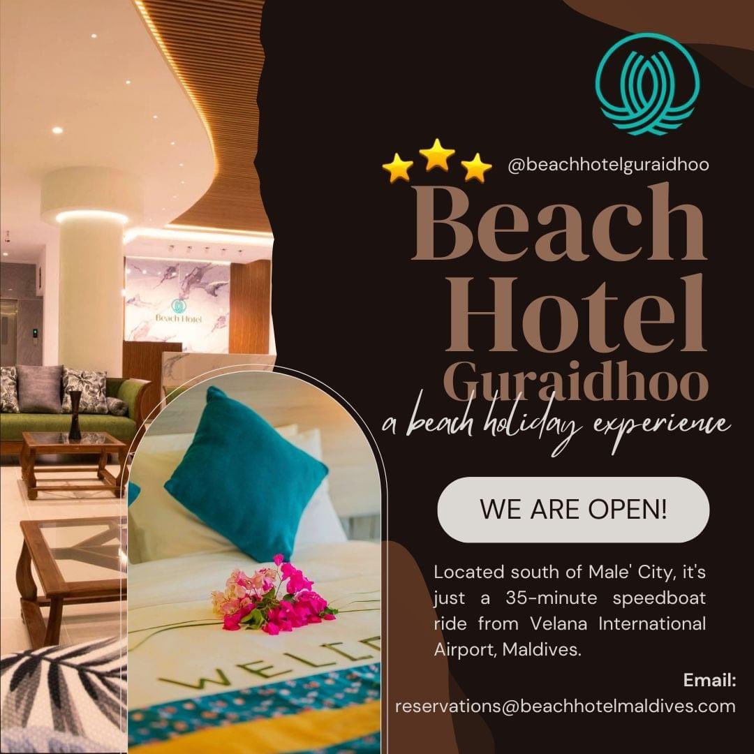We’re excited to welcome our guests! 🎉 YES! Beach Hotel Guraidhoo is now open for bookings.

For reservations and inquiries, please contact us at reservations@beachhotelmaldives.com or call +960 3317101 / +960 6647997.

#beachhotelmaldives #beachhotelguraidhoo