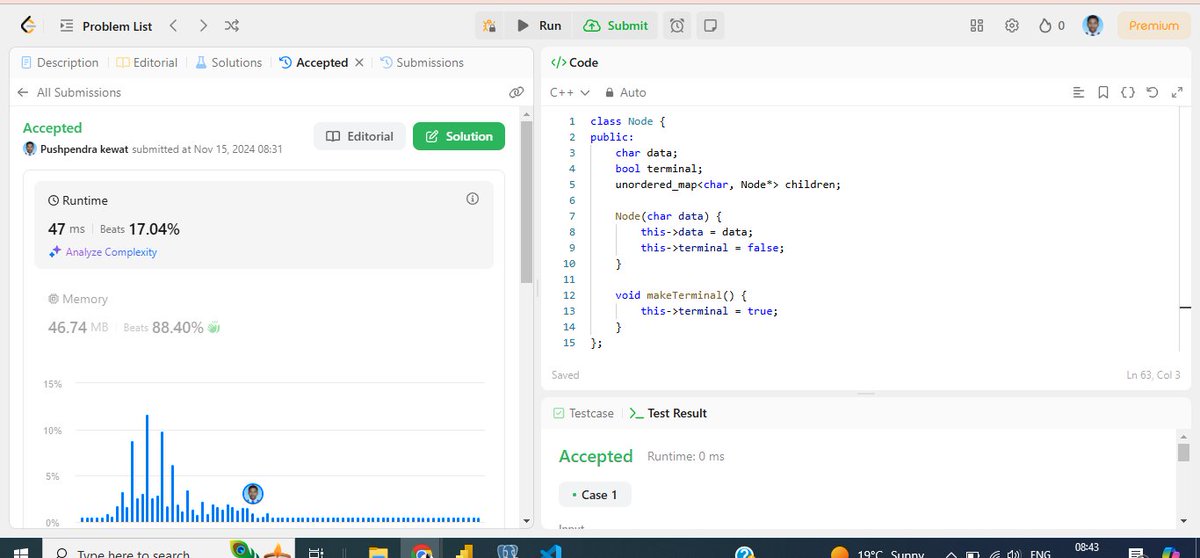 Pushpendra12314's tweet image. Day 90-91: November 15, 2024
Today, I learned about Tries data structure and solved one new LeetCode challenge!
LeetCode 208: Implement Trie (Prefix Tree)
#LeetCode #CodingPractice #DFS #BFS #GraphTheory #CodingJourney