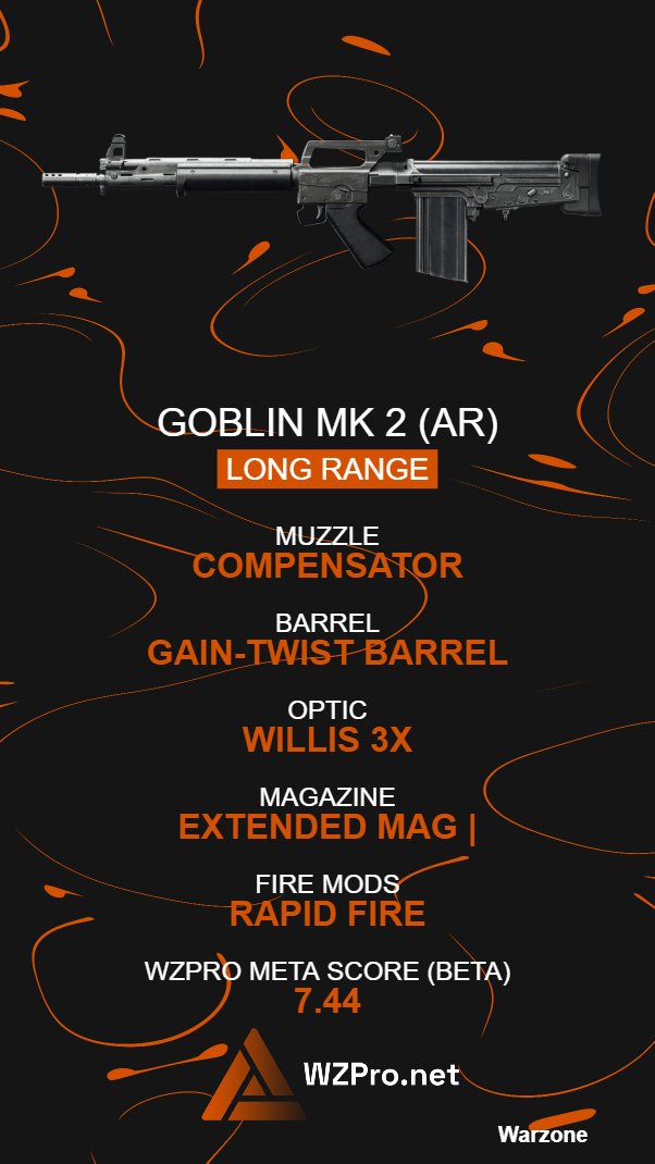 Weapon Tip 🔥
The Goblin Mk2 is the only Assault Rifle where the Rapid Fire attachment boosts performance! 💥

Only downside? It’s single fire. 📛

👇5 &amp; 8 Attachment Loadout below! #Warzone #GoblinMk2