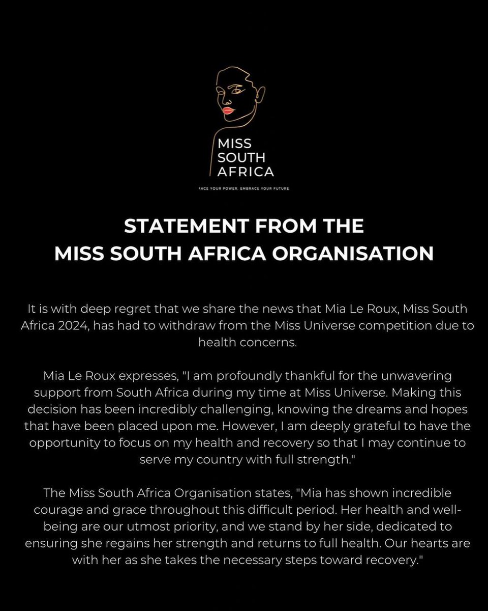 SweetLebo's tweet photo. I definitely thought Mia was gonna win this. 

Wishing her a speedy recovery #MissSA https://t.co/0MXDRt9fzk