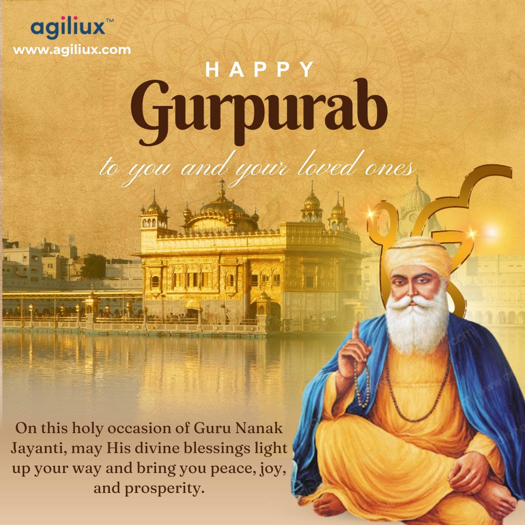 On the auspicious occasion of Guru Nanak Jayanti, may Waheguru shower you with his blessings and guide you through every step of your life. 

#Agiliux wishes a Happy Gurpurab to you and your loved ones!

#gurpurab #gurunanakjayanti