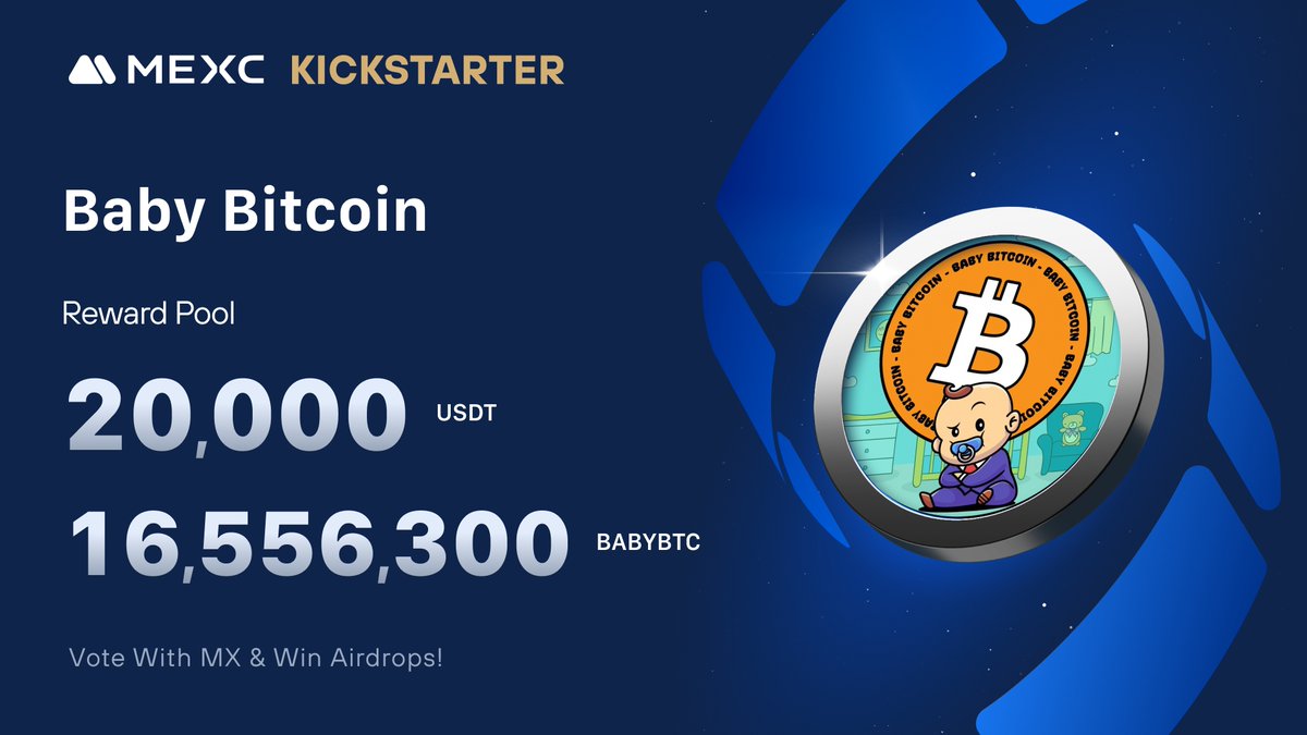 .<a href="/BabyBitcoinBTC/">Baby Bitcoin $BABYBTC</a>, a new, community-focused cryptocurrency inspired by the legacy of Bitcoin, is coming to #MEXCKickstarter 🚀 

🗳Vote with $MX to share massive airdrops
📈 $BABYBTC/USDT Trading: 2024-11-16 10:00 (UTC)

Details: mexc.com/support/articl…