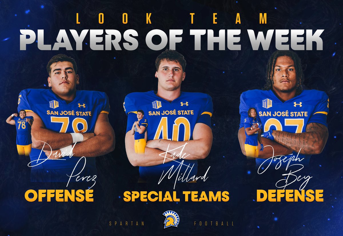 San José State Football (@sanjosestatefb) on Twitter photo Great focus and hard work this week, couldn't do it without <a href="/Jbey_5/">Joseph Bey</a> <a href="/kade_millard/">Kade Millard</a> & <a href="/david_perez574/">David Perez</a> #ThisIsSpartas #AllSpartans Great focus and hard work this week, couldn't do it without <a href="/Jbey_5/">Joseph Bey</a> <a href="/kade_millard/">Kade Millard</a> & <a href="/david_perez574/">David Perez</a> #ThisIsSpartas #AllSpartans