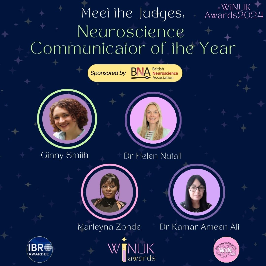 We’re excited to announce the judges for the Communicator of the Year Award, led by head judge Ginny Smith! 🎙️

#WiNUKAwards2024 #womeninneuro <a href="/Kamar_Ameen_Ali/">Kamar Ameen-Ali</a> 

1/3