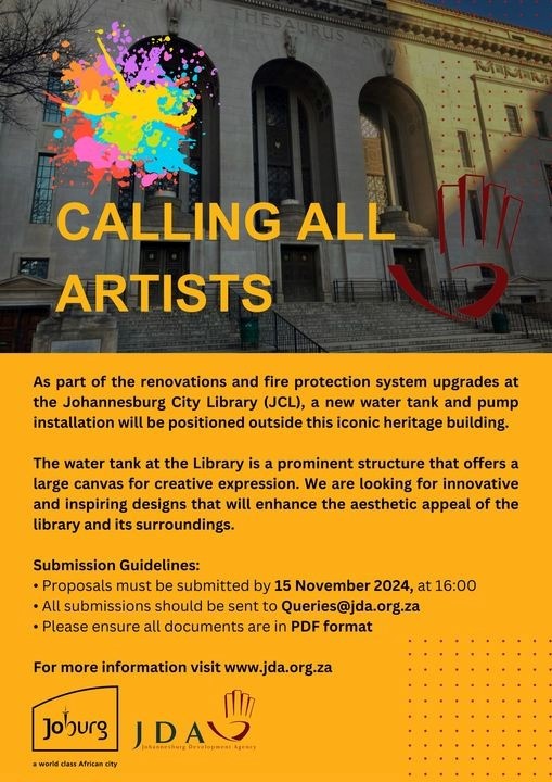 CityofJoburgZA's tweet image. Last Chance! Don&apos;t miss the submission deadline! Ensure your artwork reaches us on time.  For more go to jda.org.za 
#JoburgLibraries #JoburgServices ^LM