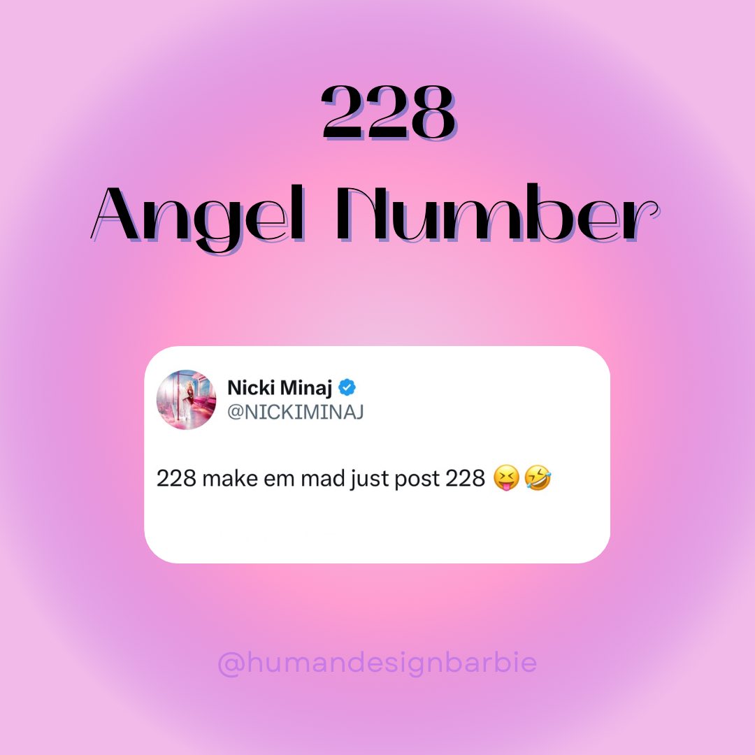 humandesignbarb's tweet photo. Today we will explore one of Nicki's Star 228k. #asrequested. Which is actually an angel number. Comment which Nicki Stat / Angel number you want me to dive in...
Ps. so ready to decode her new music
#GagCityPREMIERE #Insecure
#NewNickiMUSICFriday @NICKIMINAJ https://t.co/dzKFdwzdDS