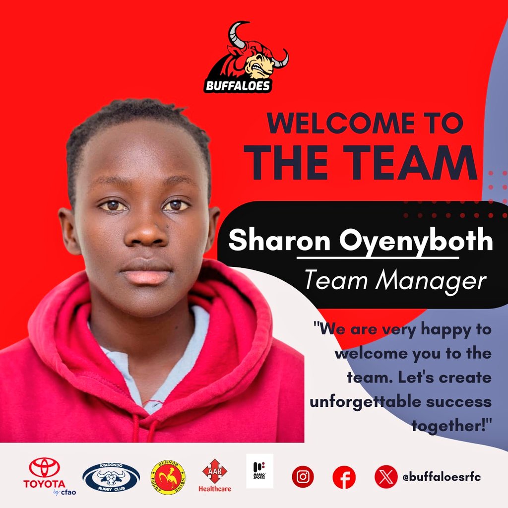 Meet our new TM who is passionate and emphatic, <a href="/TheirAdvocate/">Sharon Oyenyboth</a> She promises to bring the #ToyotaBuffaloes together. 

Ensuring the successful management of the team and welfare of the players 101%

#BuffaloSoldiers
#HarderStrongerForLonger
#OneTeamOneSpiritOneWin