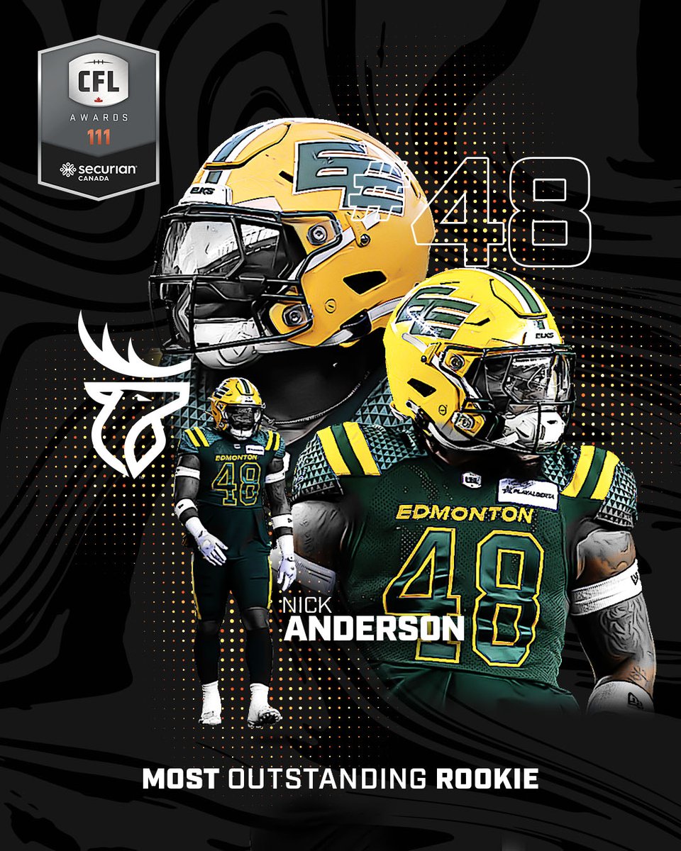 Nick Anderson is your Most Outstanding Rookie at the 2024 CFL Awards, presented by Securian Canada! 🏆

#GreyCup