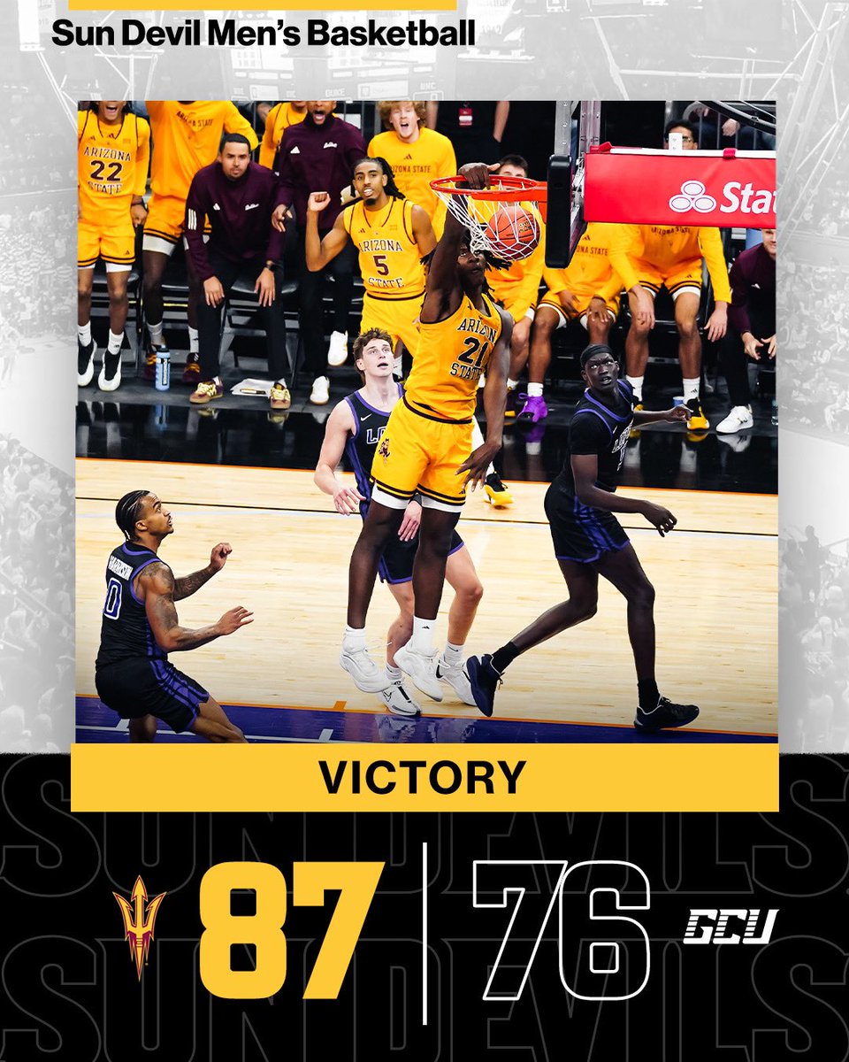 Sun Devil MBB (@sundevilhoops) on Twitter photo The Valley’s Finest 😈
<a href="/SunDevilHoops/">Sun Devil MBB</a> defeats Grand Canyon at the Footprint Center 🔱
#ActivateTheValley /// #ForksUp The Valley’s Finest 😈
<a href="/SunDevilHoops/">Sun Devil MBB</a> defeats Grand Canyon at the Footprint Center 🔱
#ActivateTheValley /// #ForksUp
