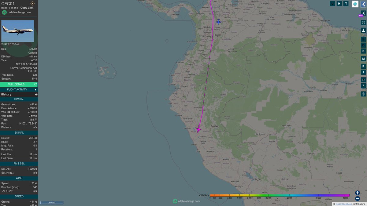 AIYeyENGDdJkjTr's tweet image. Nov. 15, 2024
#Ottawa, Canada ==&amp;gt; #Lima, Peru

#CFC01 #C2C363 RCAF CC-330 Husky (A330-243)
